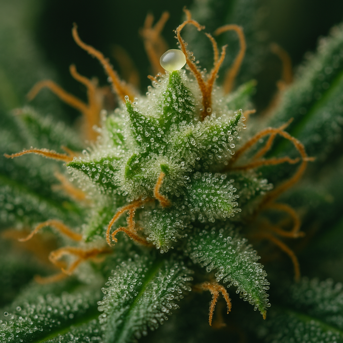 Zoom no tricoma de CBD