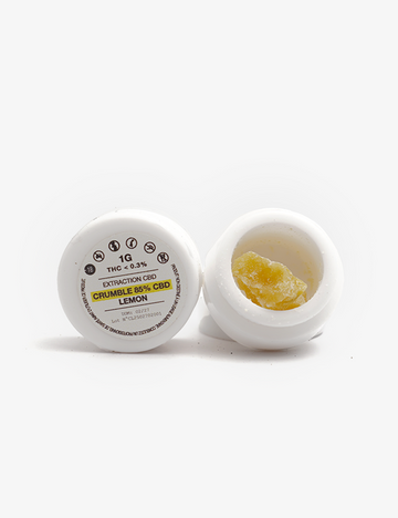 Une photo packshot du Crumble Lemon Haze - 85% CBD 