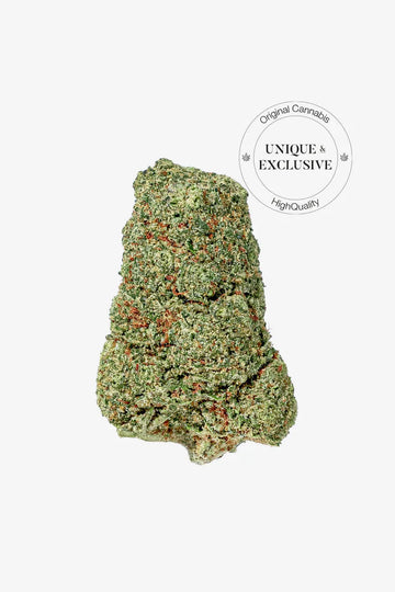 une photo packshot du L.A Cali CBD ( vue de face) sur un fond blanc avec une pictogramme représentant l'exclusivité du produit 